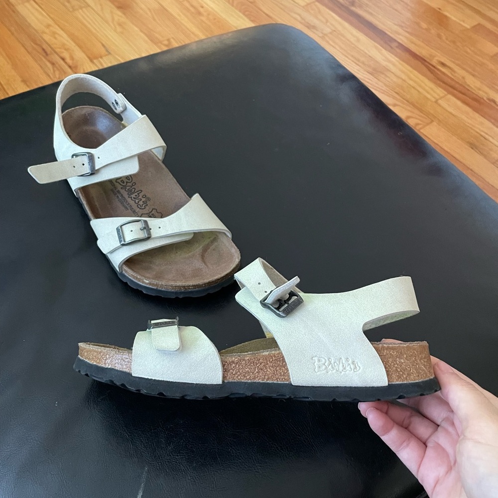 ☀️NWOT Birkenstock Birkis Birko Flor Buckle Ankle Strap Unisex women 38 ivory